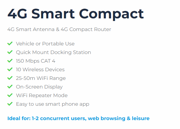 Motorhome WIFI 4G Smart Compact 4G Antenna with 4G Router description